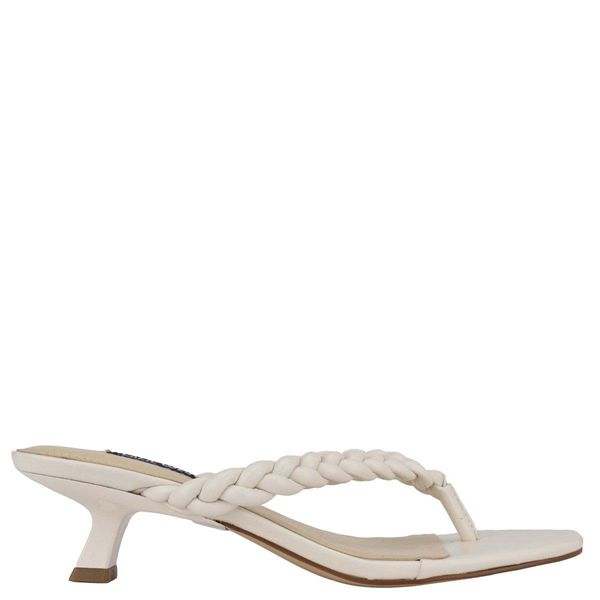 Nine West Meka Thong White Heeled Sandals | South Africa 08F64-6H33